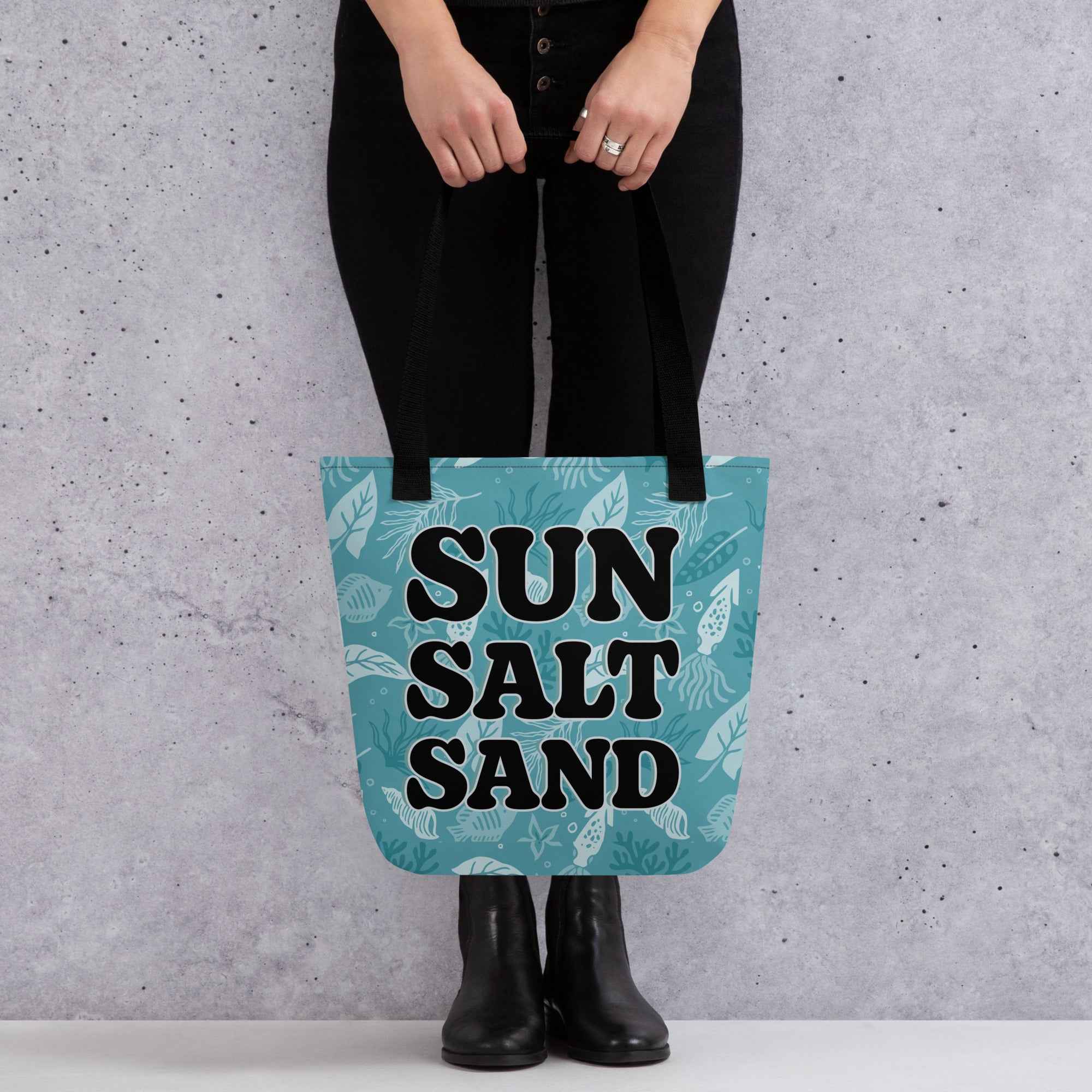 Sun Salt Sand Beach Summer Typography Design | Tote Bag