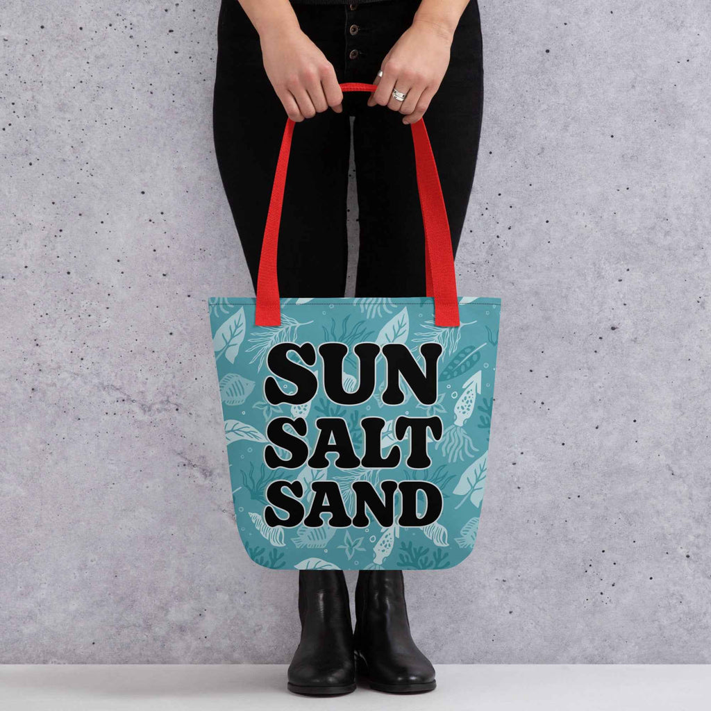 Sun Salt Sand Beach Summer Typography Design | Tote Bag