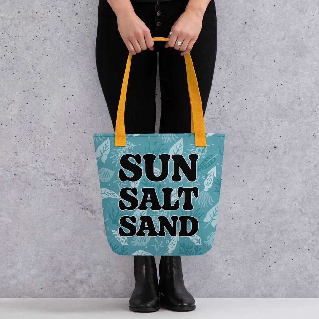 Sun Salt Sand Beach Summer Typography Design | Tote Bag