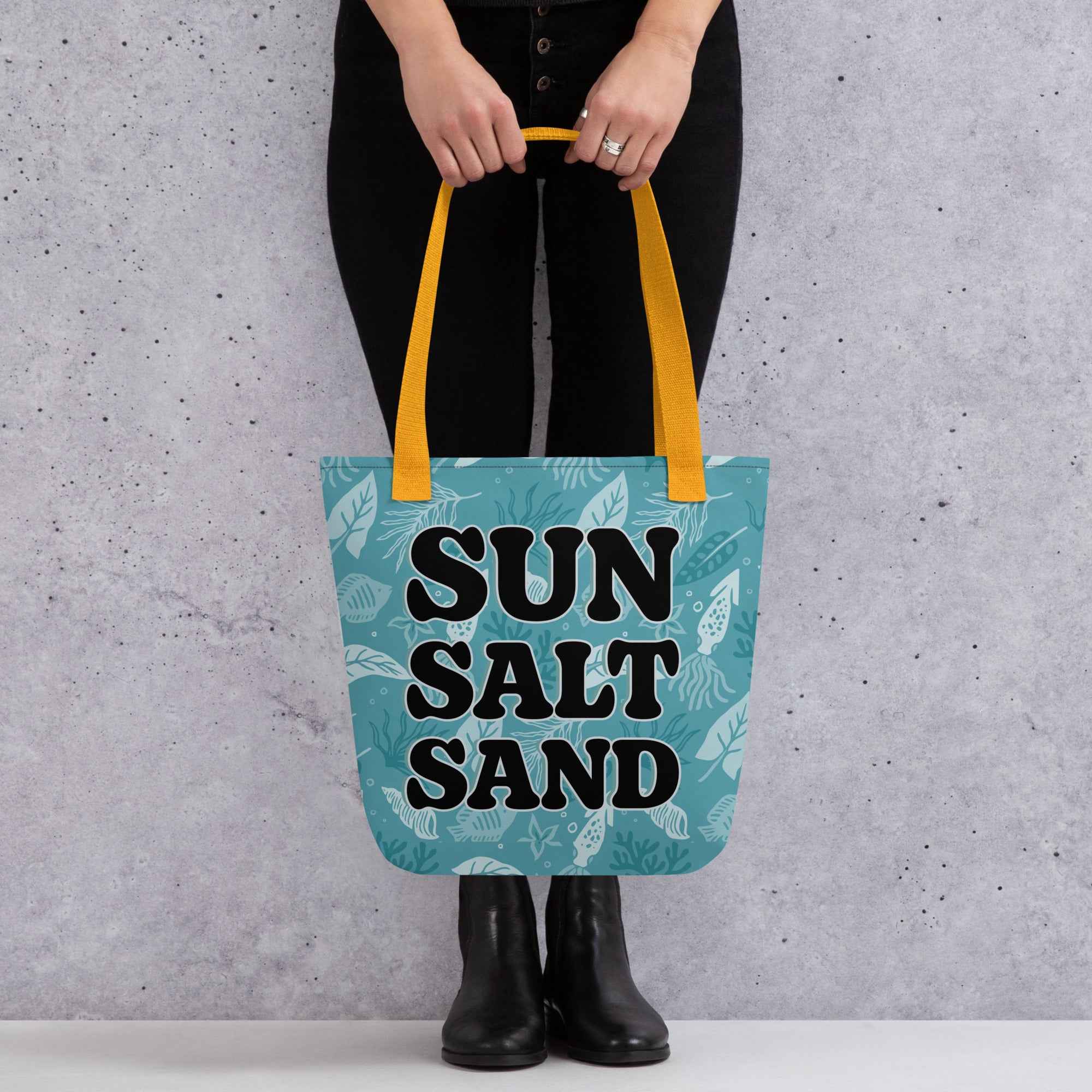 Sun Salt Sand Beach Summer Typography Design | Tote Bag