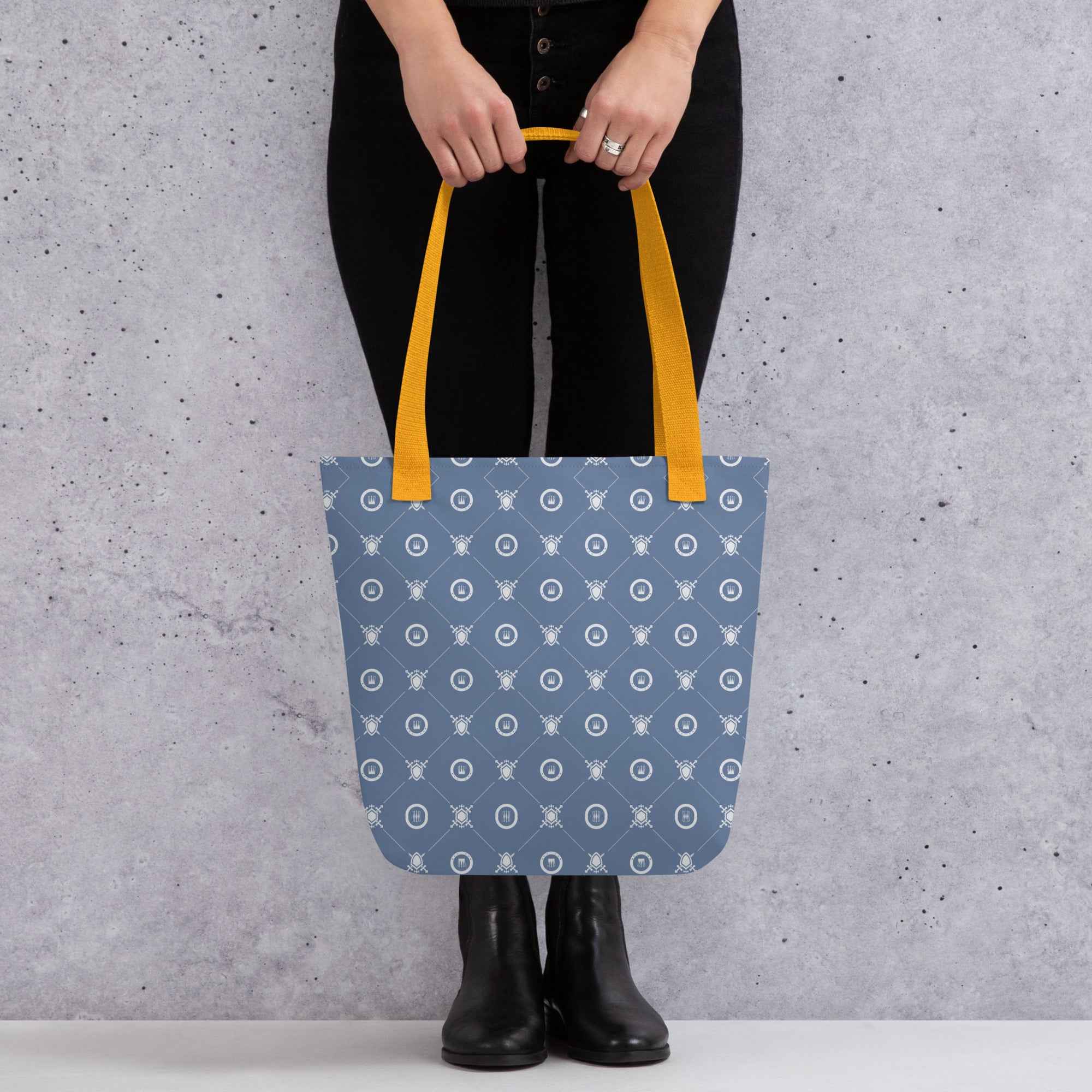 Seamless Crown Pattern Minimal Blue Design | Tote Bag