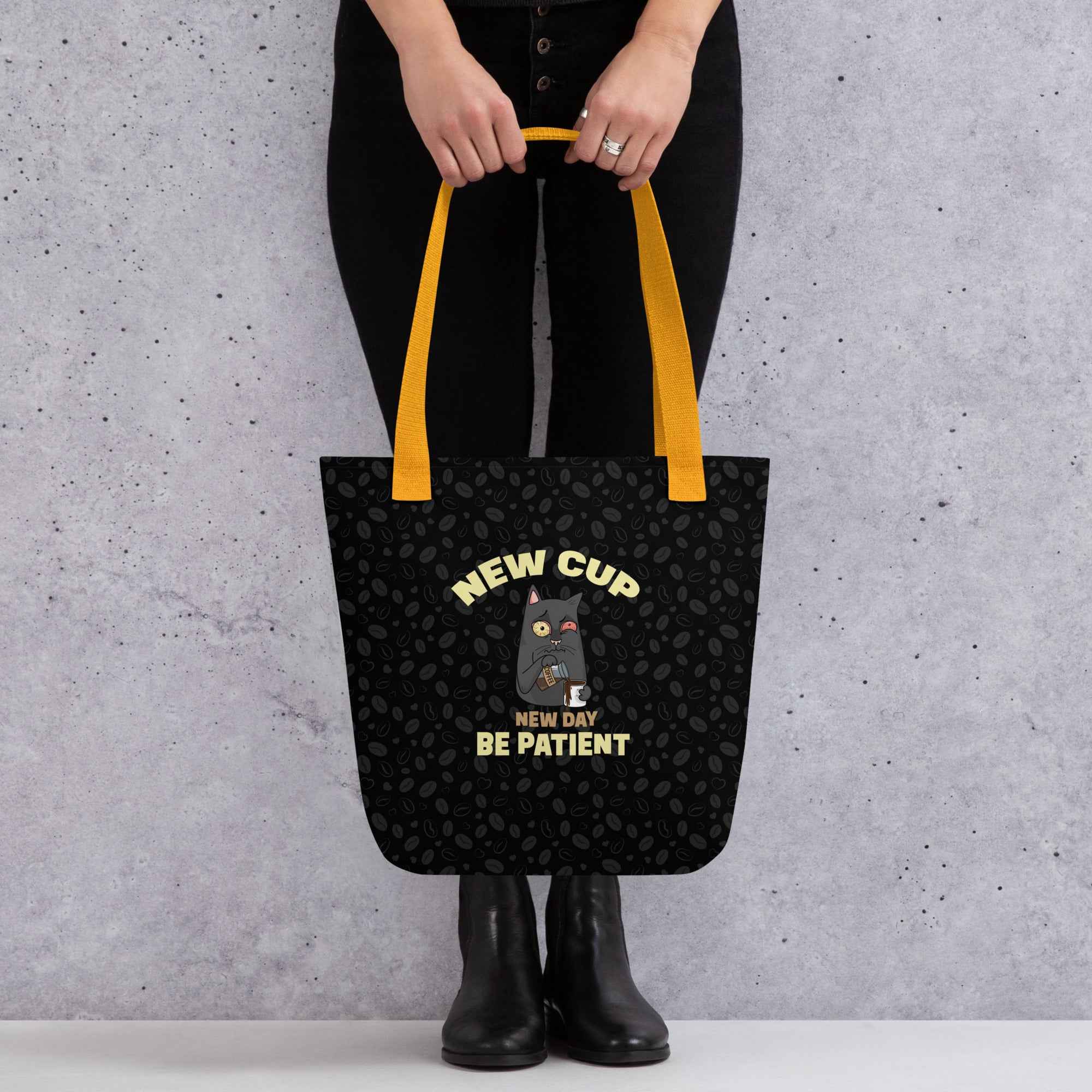 New Cup New Day Be Patient Cat Coffee Eco-Friendly Tote Bag