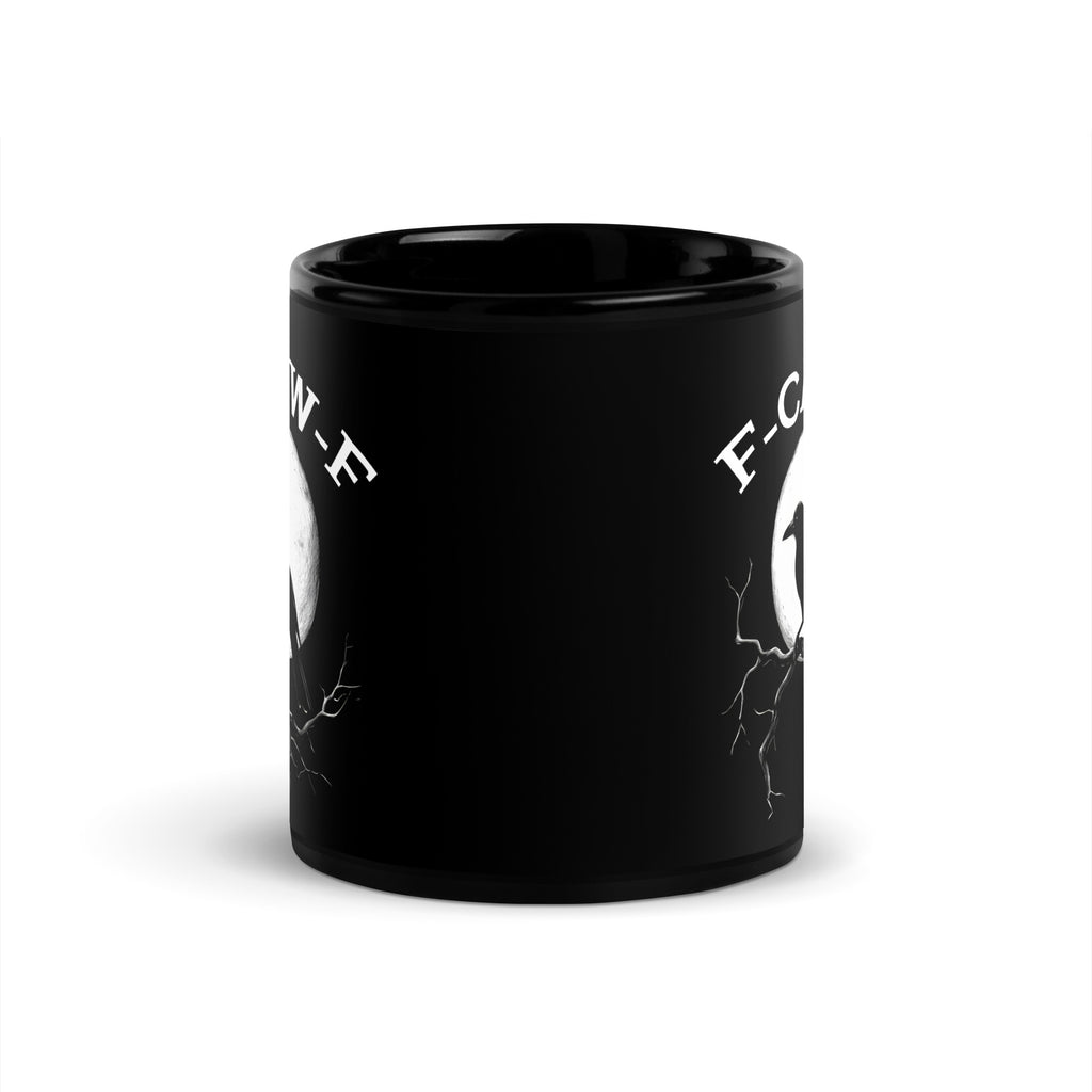 Caw F Funny Crow Moon Gothic Black Bird Humor | Glossy Mug - Mooaako's Store