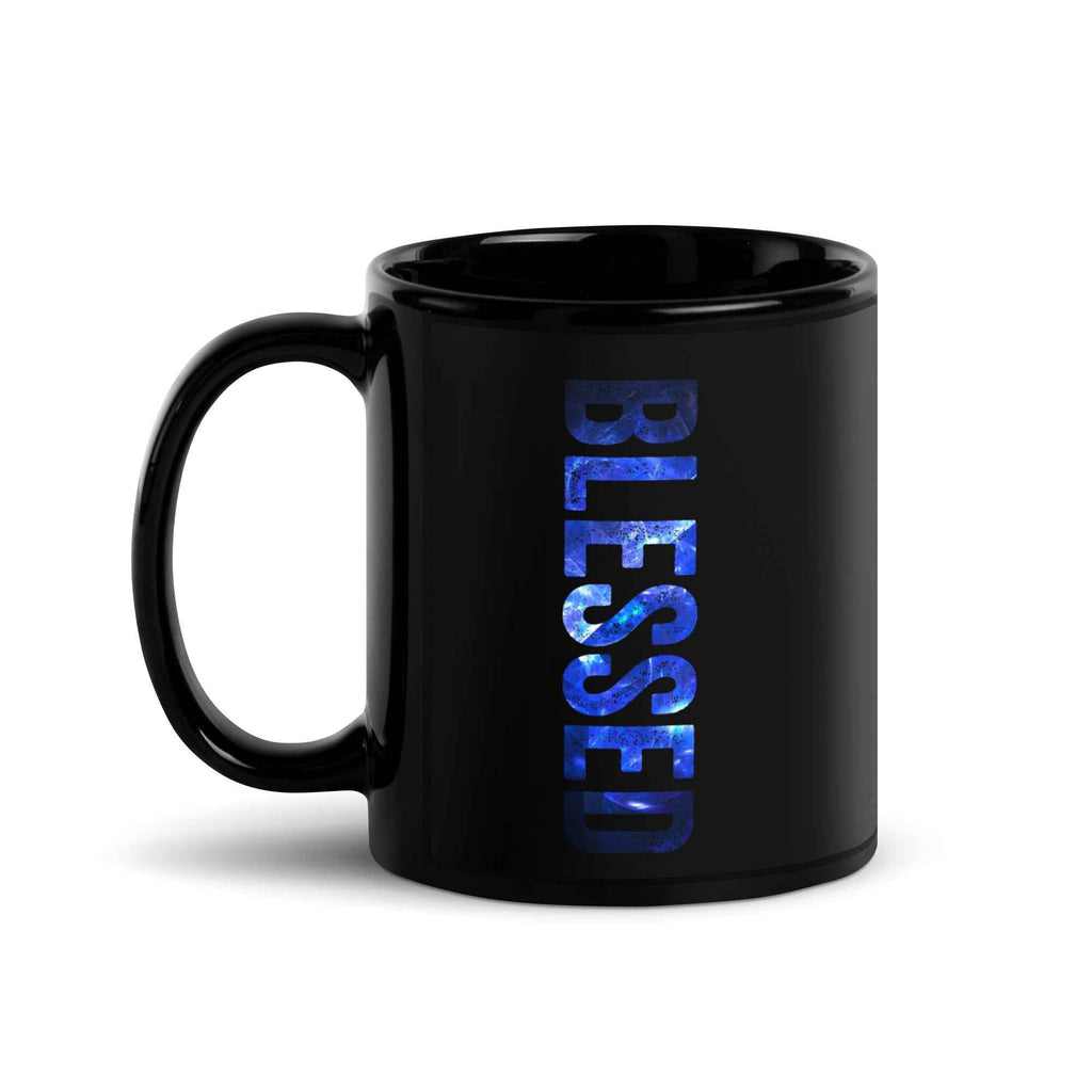 Blessed Vertical Streetwear Blue Abstract Typographic | Glossy Mug