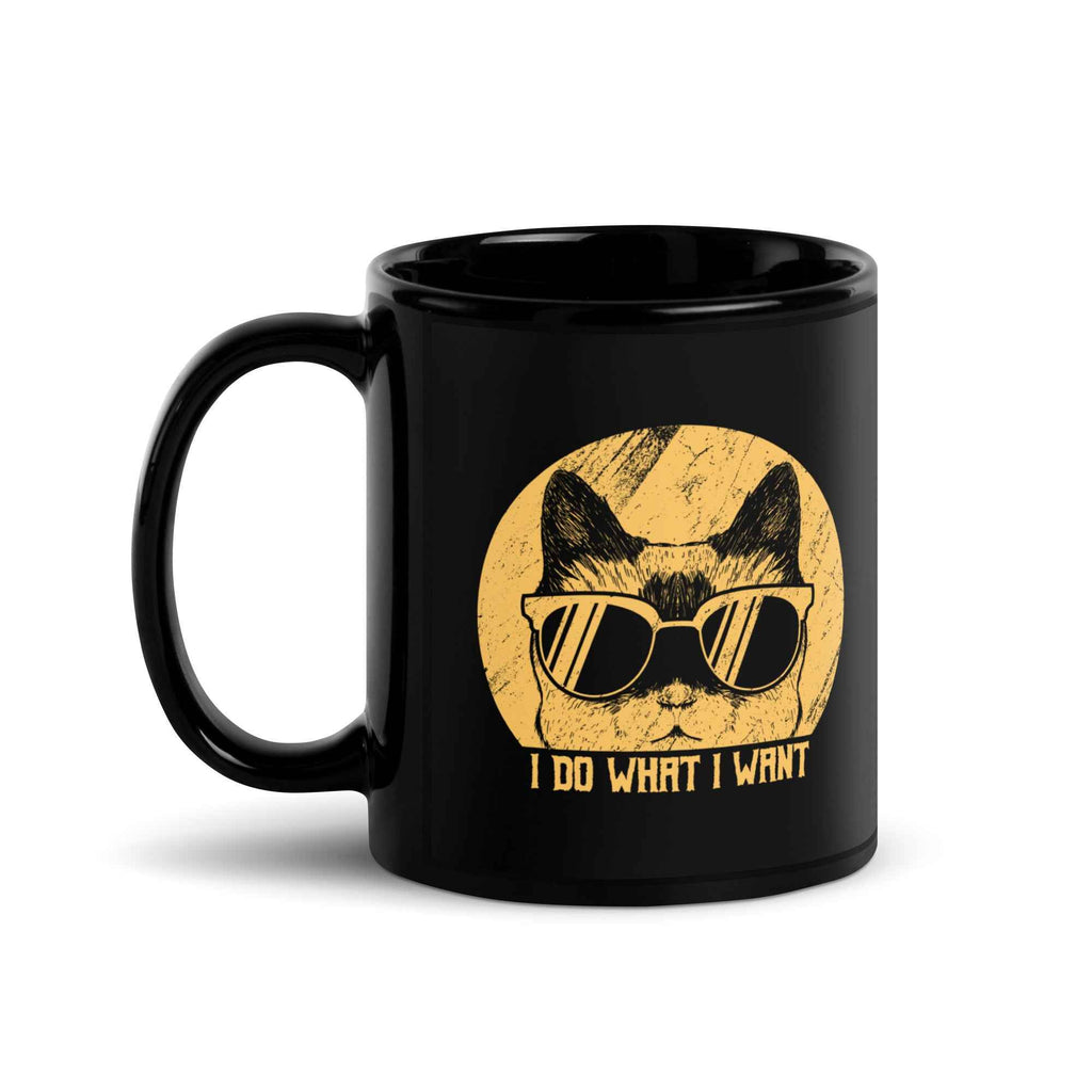 I Do What I Want Funny Cat Retro Style | Glossy Mug