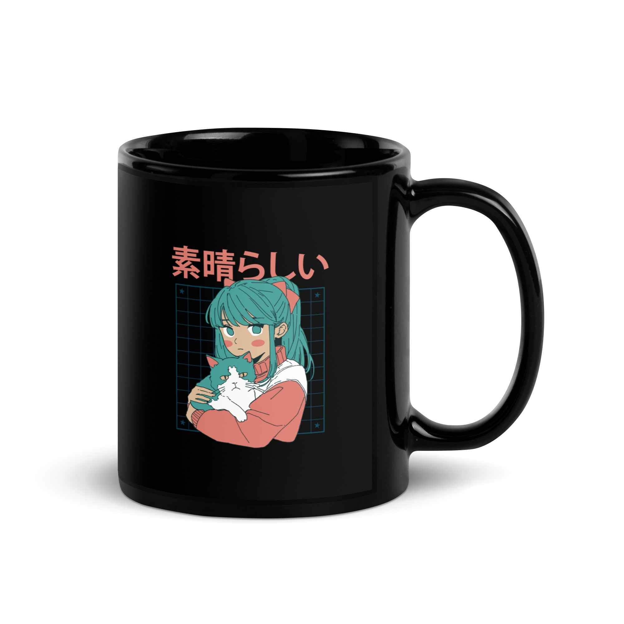 Kawaii Anime Cat Girl Japanese Aesthetic Cute Otaku | Glossy Mug
