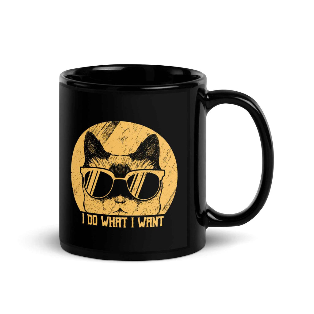 I Do What I Want Funny Cat Retro Style | Glossy Mug