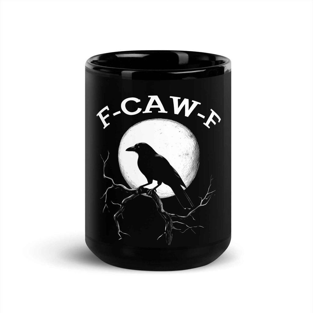 Caw F Funny Crow Moon Gothic Black Bird Humor | Glossy Mug