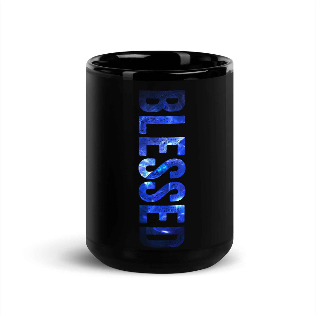 Blessed Vertical Streetwear Blue Abstract Typographic | Glossy Mug
