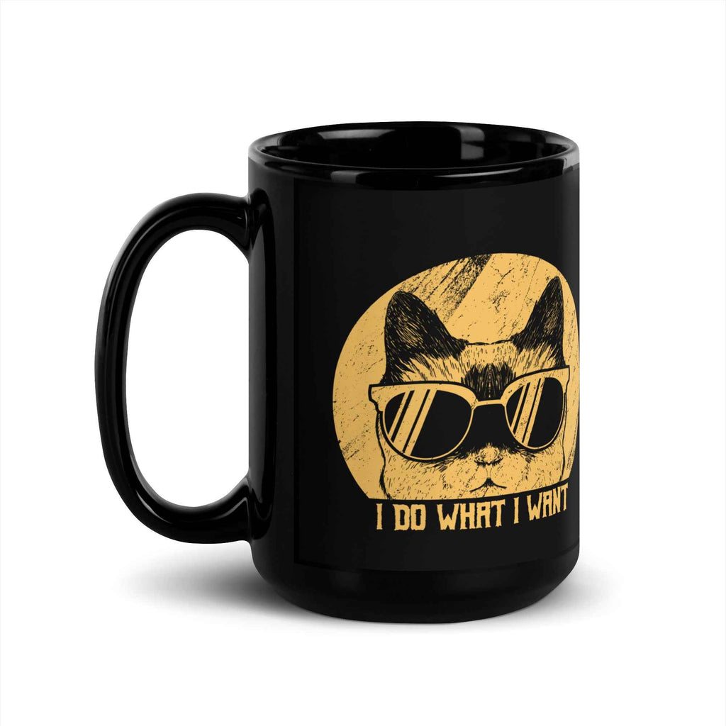 I Do What I Want Funny Cat Retro Style | Glossy Mug