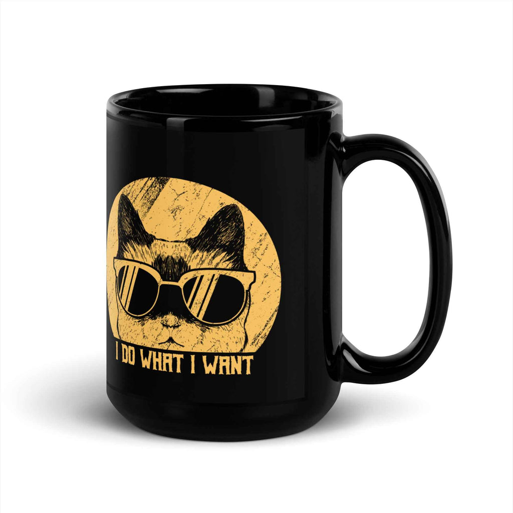I Do What I Want Funny Cat Retro Style | Glossy Mug