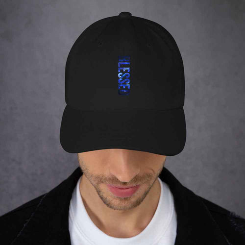 Blessed Vertical Streetwear Blue Abstract Typographic | Dad Hat