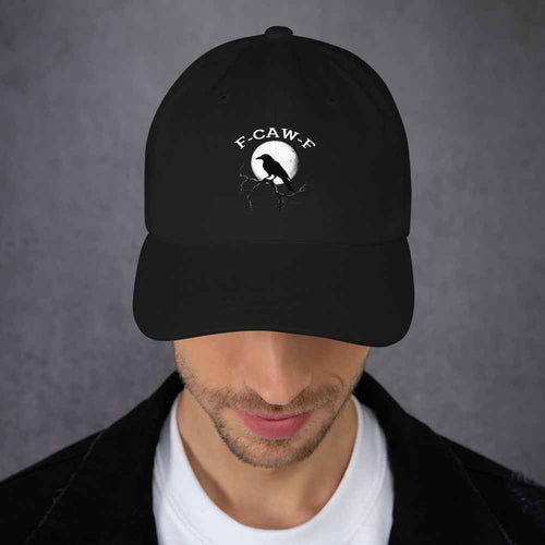 Caw F Funny Crow Moon Gothic Black Bird Humor | Dad Hat