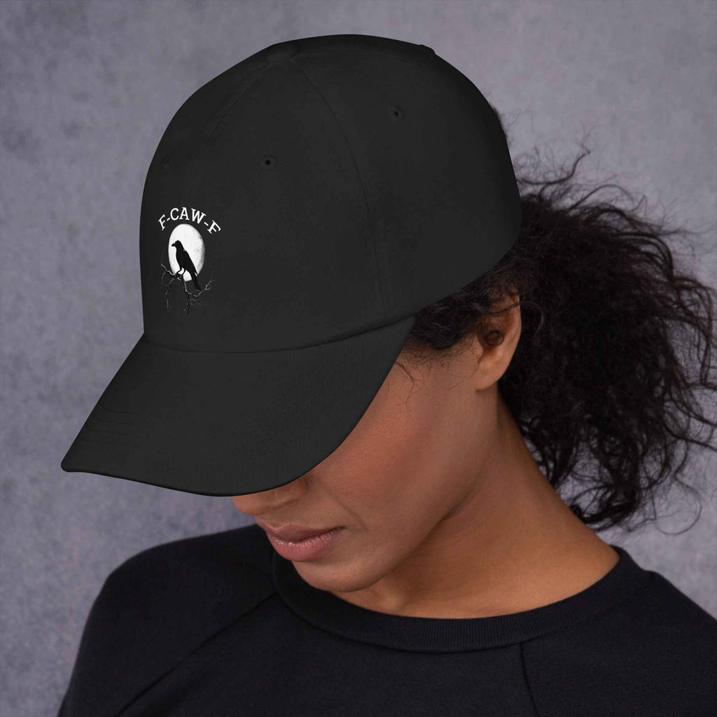 Caw F Funny Crow Moon Gothic Black Bird Humor | Dad Hat