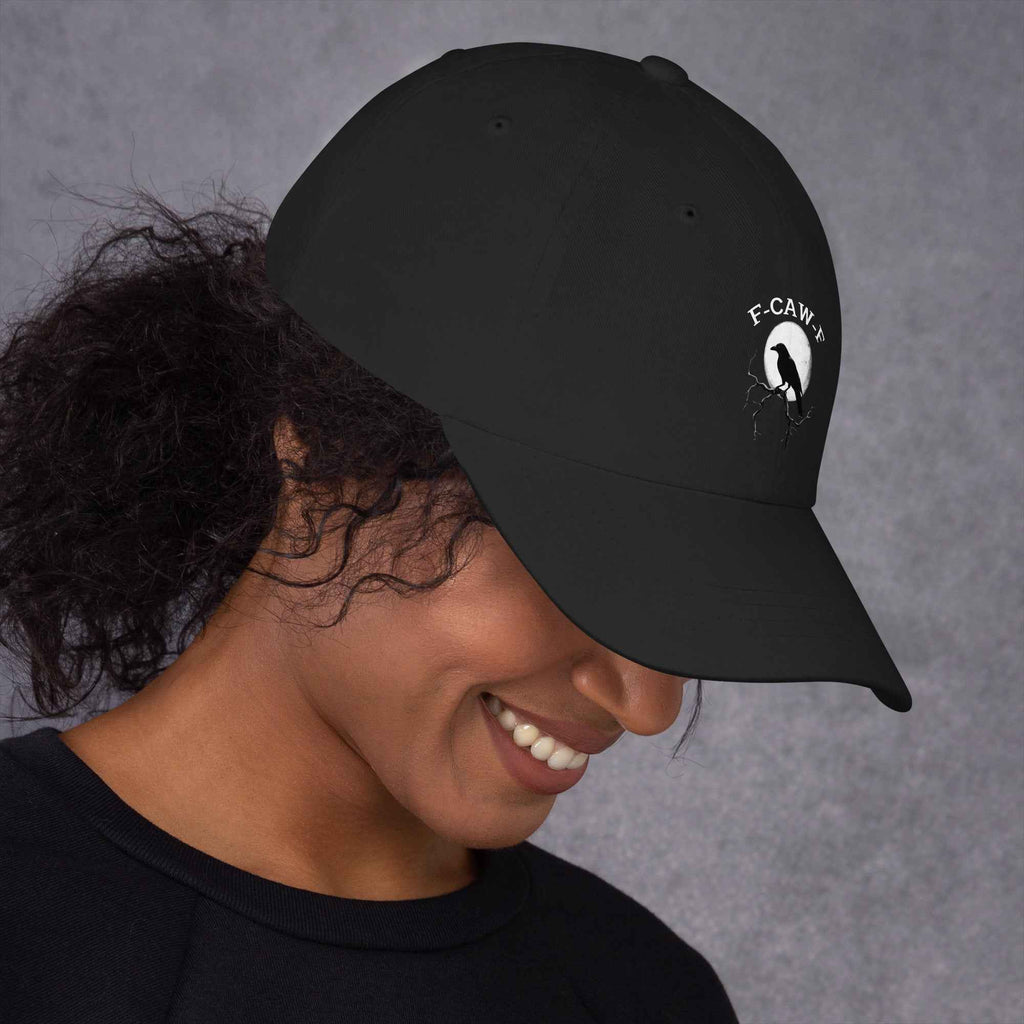 Caw F Funny Crow Moon Gothic Black Bird Humor | Dad Hat