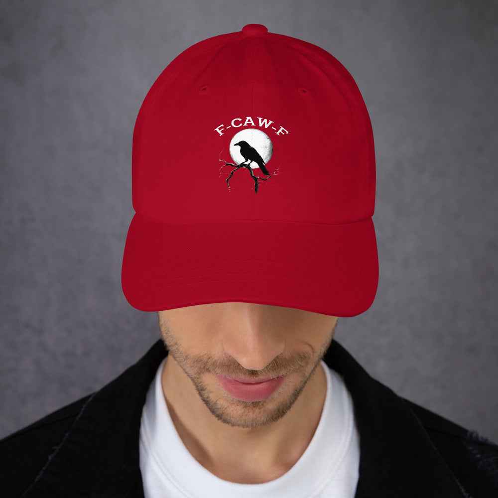 Caw F Funny Crow Moon Gothic Black Bird Humor | Dad Hat