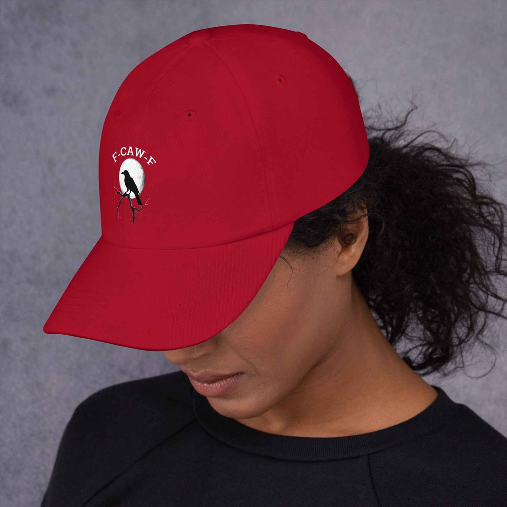 Caw F Funny Crow Moon Gothic Black Bird Humor | Dad Hat