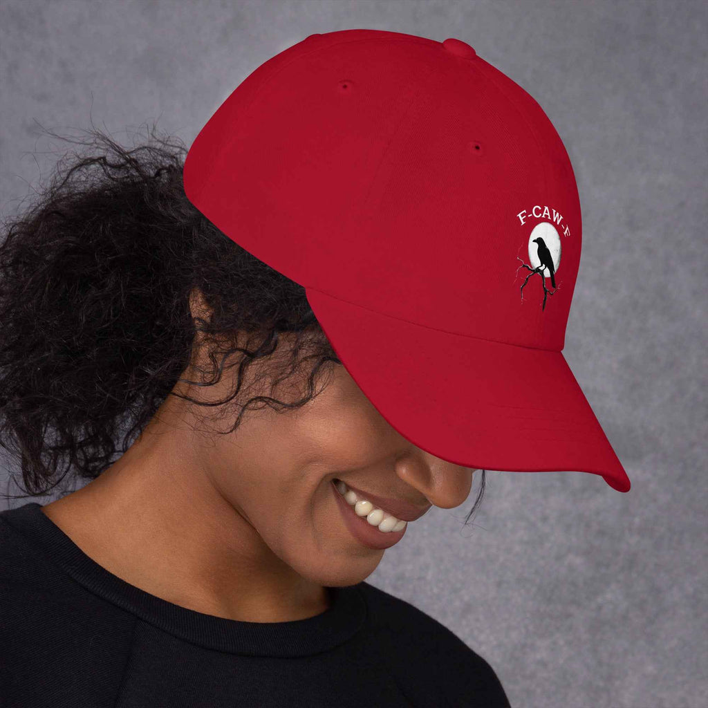 Caw F Funny Crow Moon Gothic Black Bird Humor | Dad Hat