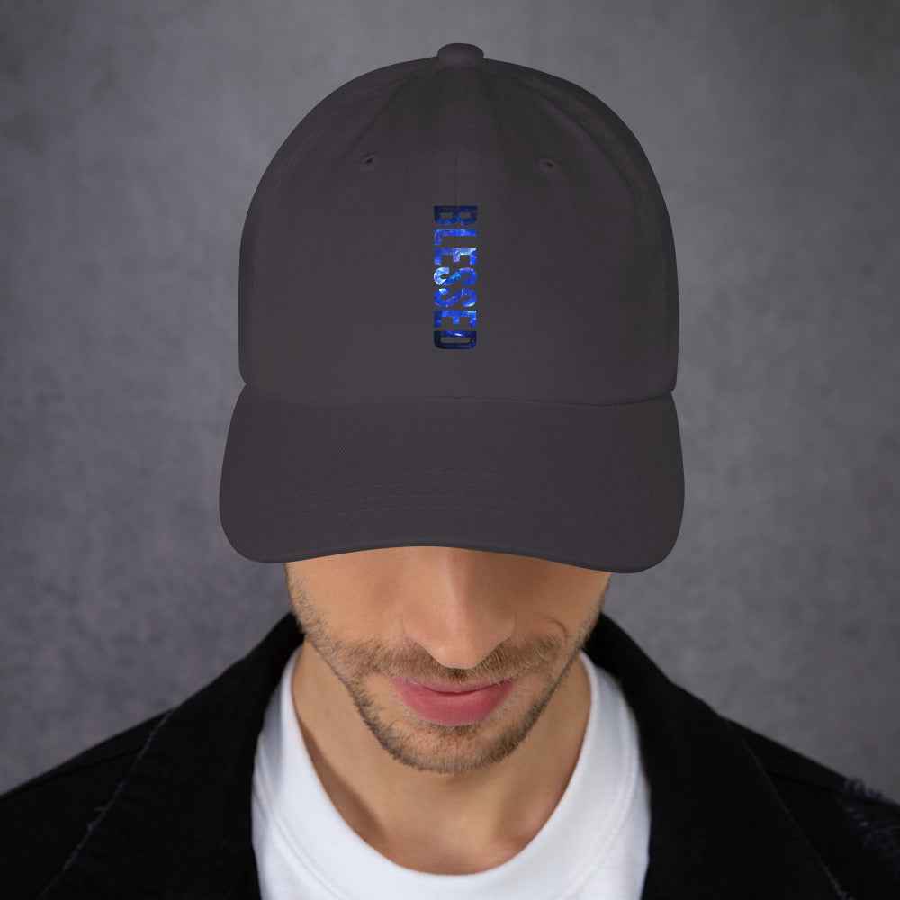 Blessed Vertical Streetwear Blue Abstract Typographic | Dad Hat