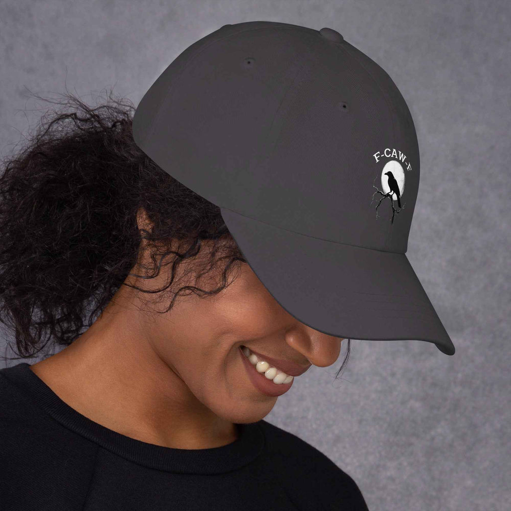Caw F Funny Crow Moon Gothic Black Bird Humor | Dad Hat