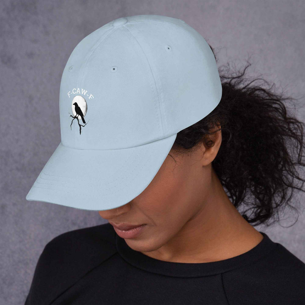 Caw F Funny Crow Moon Gothic Black Bird Humor | Dad Hat