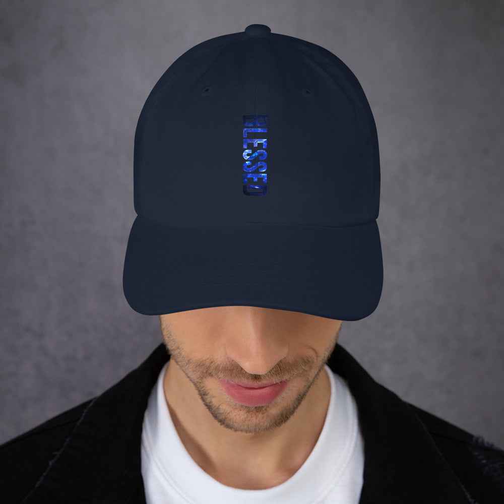 Blessed Vertical Streetwear Blue Abstract Typographic | Dad Hat