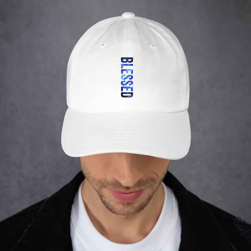 Blessed Vertical Streetwear Blue Abstract Typographic | Dad Hat