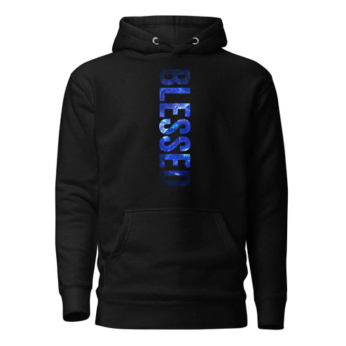 Blessed Vertical Streetwear Blue Abstract Typographic | Unisex Hoodie