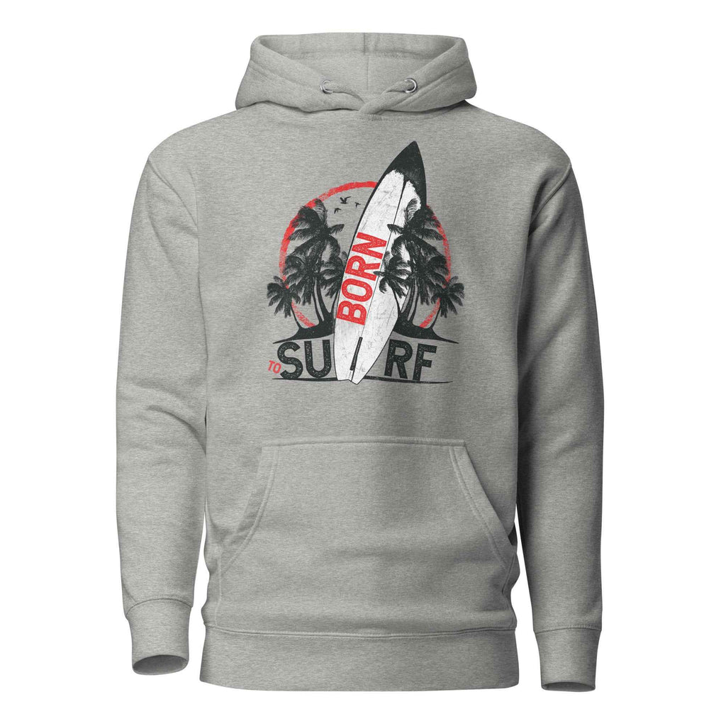 Born To Surf Surfboard Vintage Beach Palm Tree | Unisex Hoodie