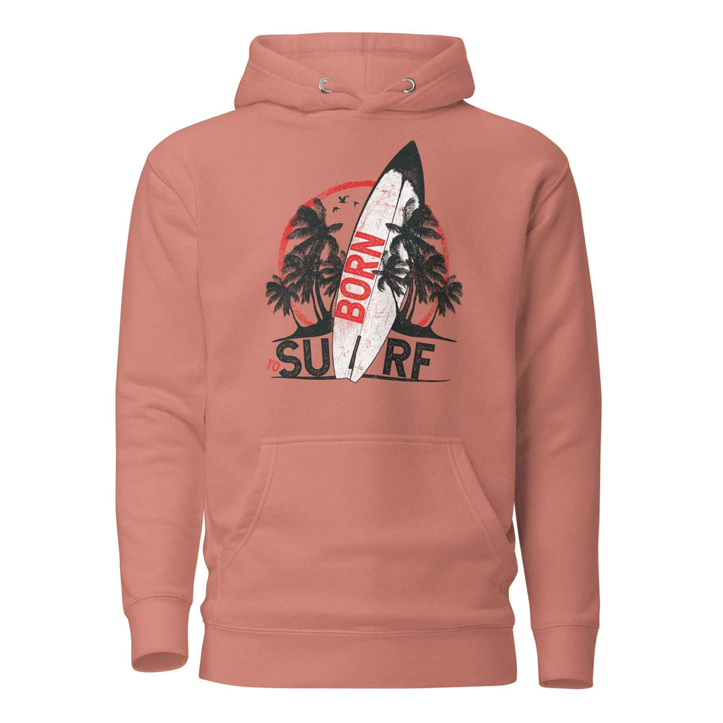 Born To Surf Surfboard Vintage Beach Palm Tree | Unisex Hoodie