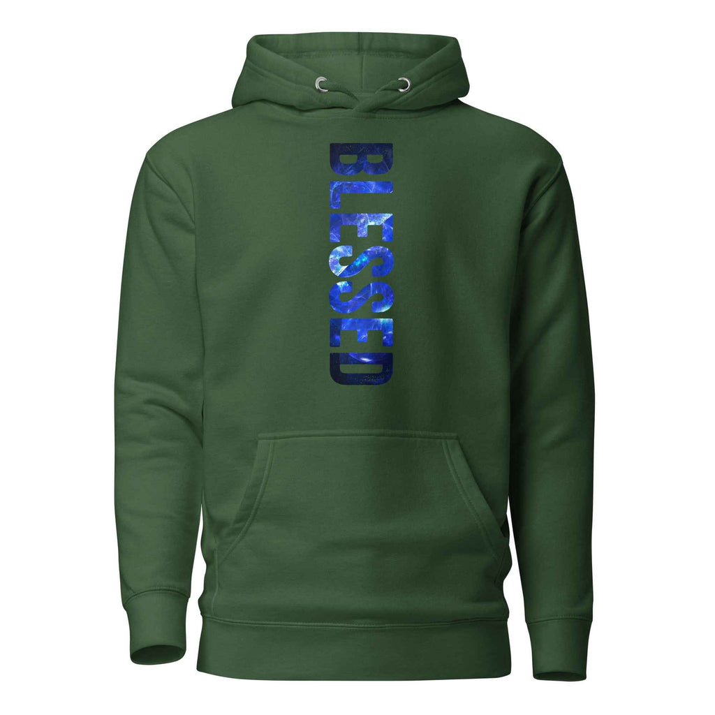 Blessed Vertical Streetwear Blue Abstract Typographic | Unisex Hoodie