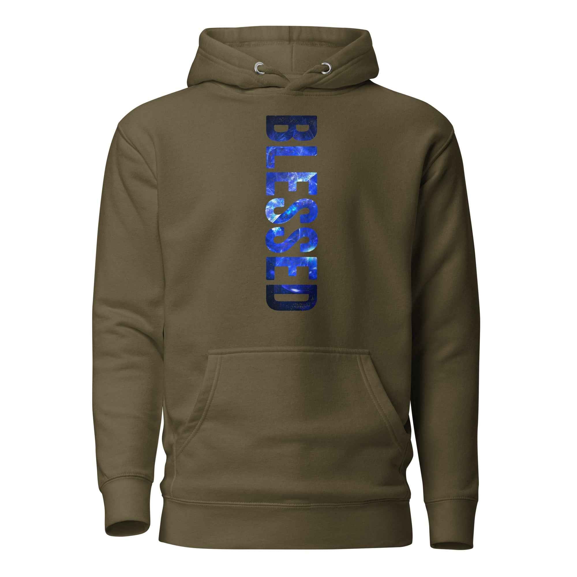 Blessed Vertical Streetwear Blue Abstract Typographic | Unisex Hoodie