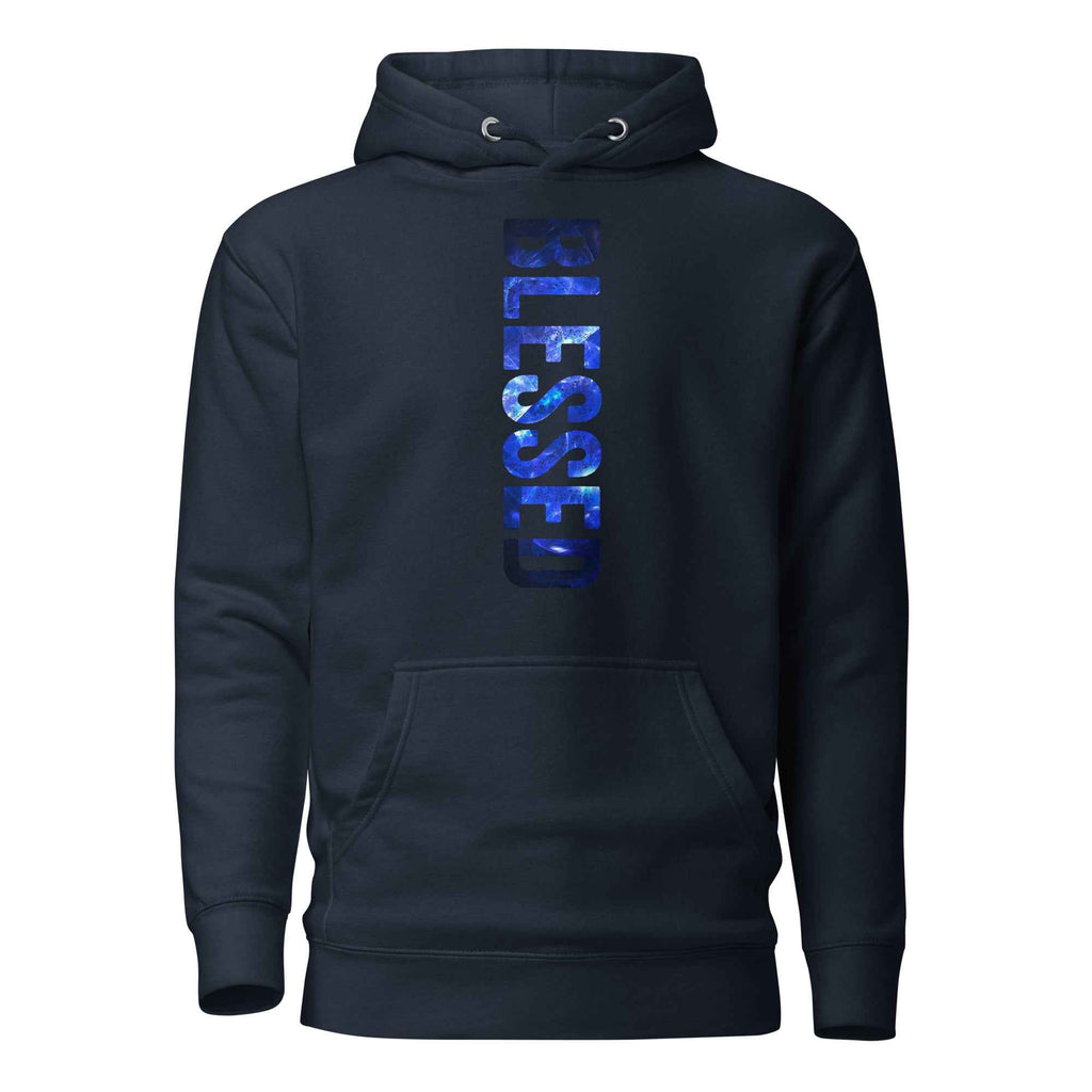 Blessed Vertical Streetwear Blue Abstract Typographic | Unisex Hoodie