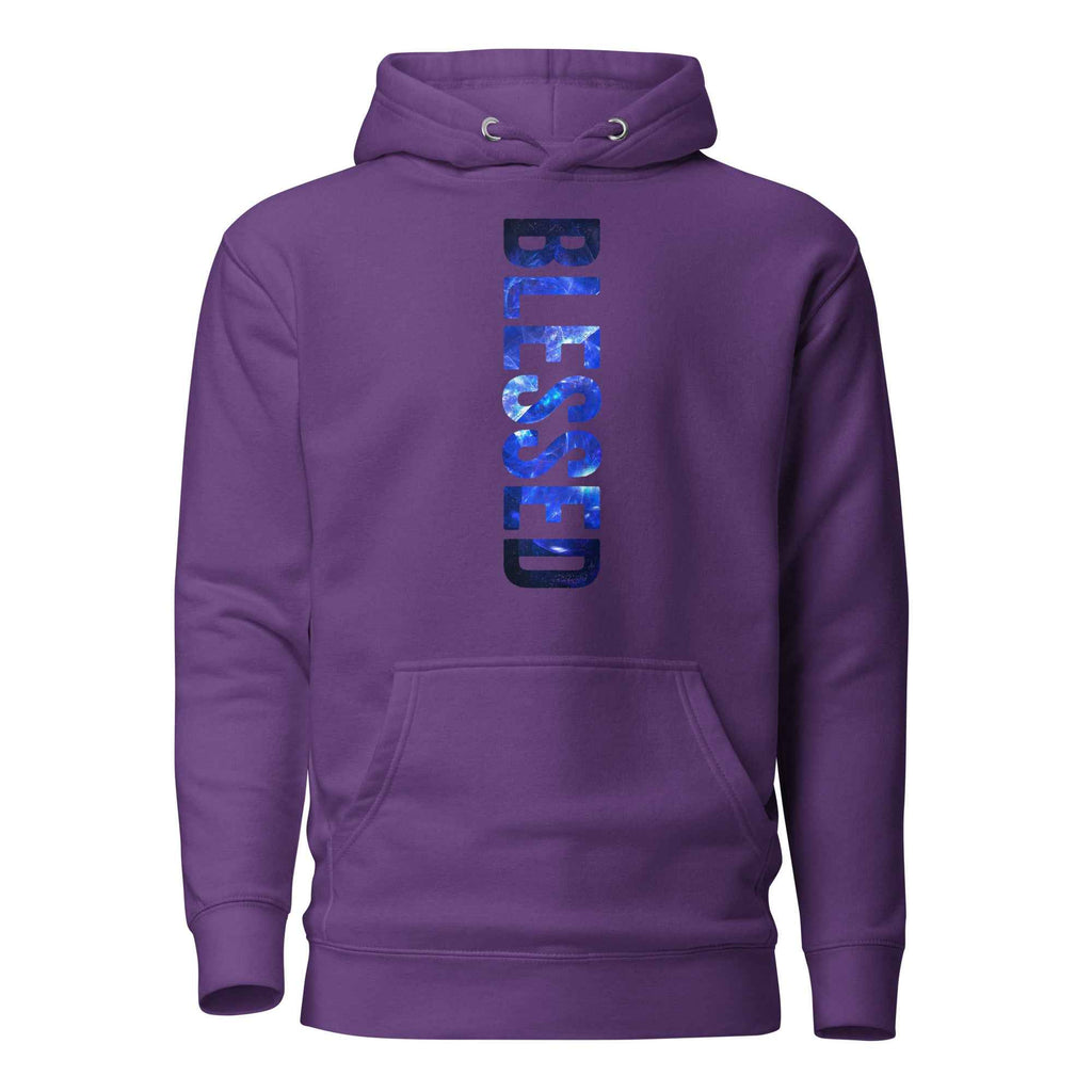 Blessed Vertical Streetwear Blue Abstract Typographic | Unisex Hoodie