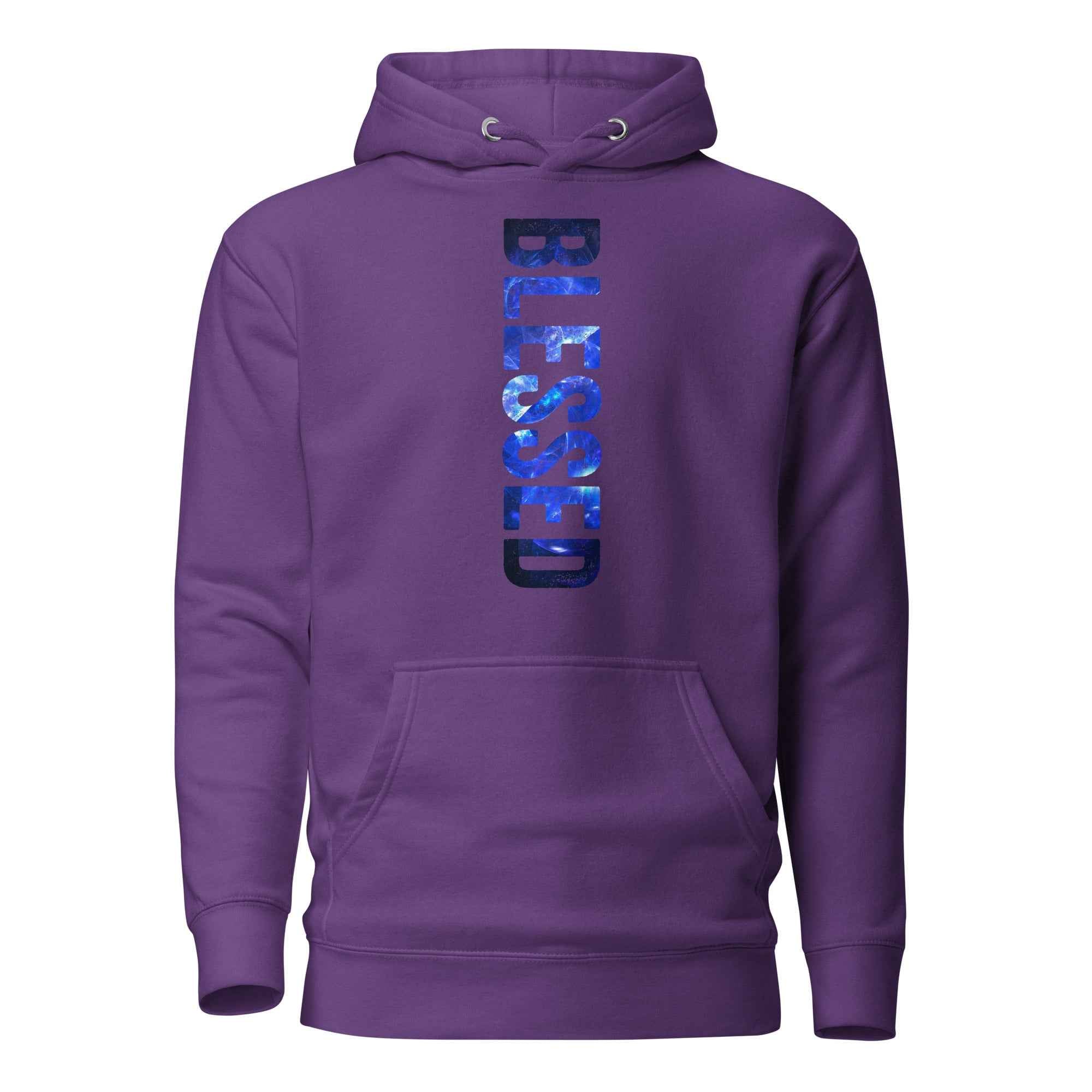 Blessed Vertical Streetwear Blue Abstract Typographic | Unisex Hoodie