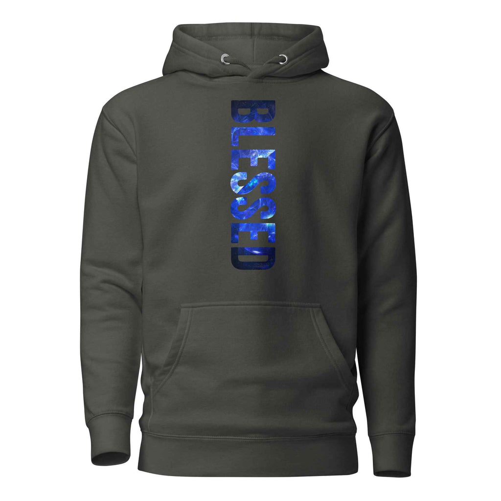 Blessed Vertical Streetwear Blue Abstract Typographic | Unisex Hoodie