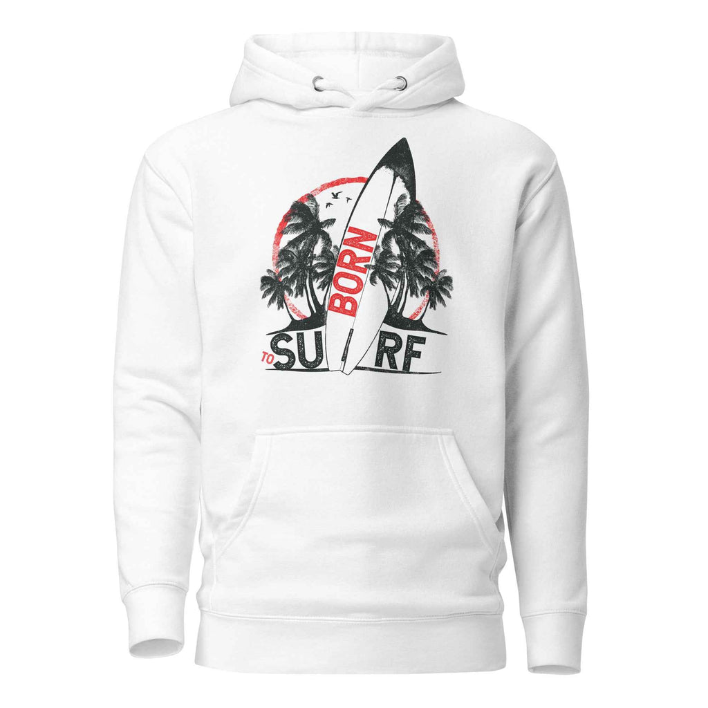Born To Surf Surfboard Vintage Beach Palm Tree | Unisex Hoodie