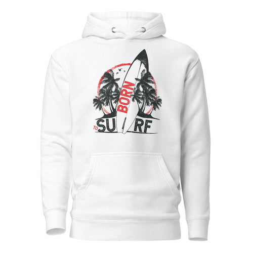 Born To Surf Surfboard Vintage Beach Palm Tree | Unisex Hoodie