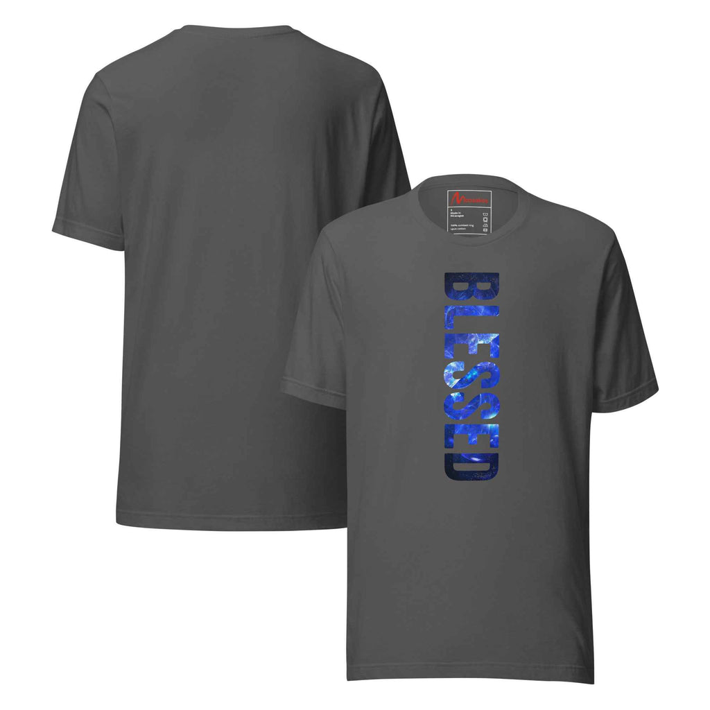 Blessed Vertical Streetwear Blue Abstract Typographic | Unisex T-Shirt