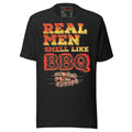 Real Men Smell Like BBQ Vintage Barbecue Smoker Distreesd Cookout Unisex t-shirt
