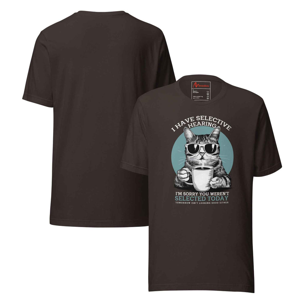 Selective Hearing Cat Sarcasm Coffee Funny | Unisex T-Shirt