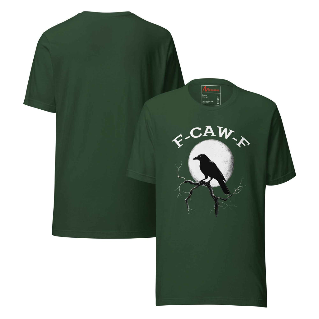 Caw F Funny Crow Moon Gothic Black Bird Humor | Unisex T-Shirt