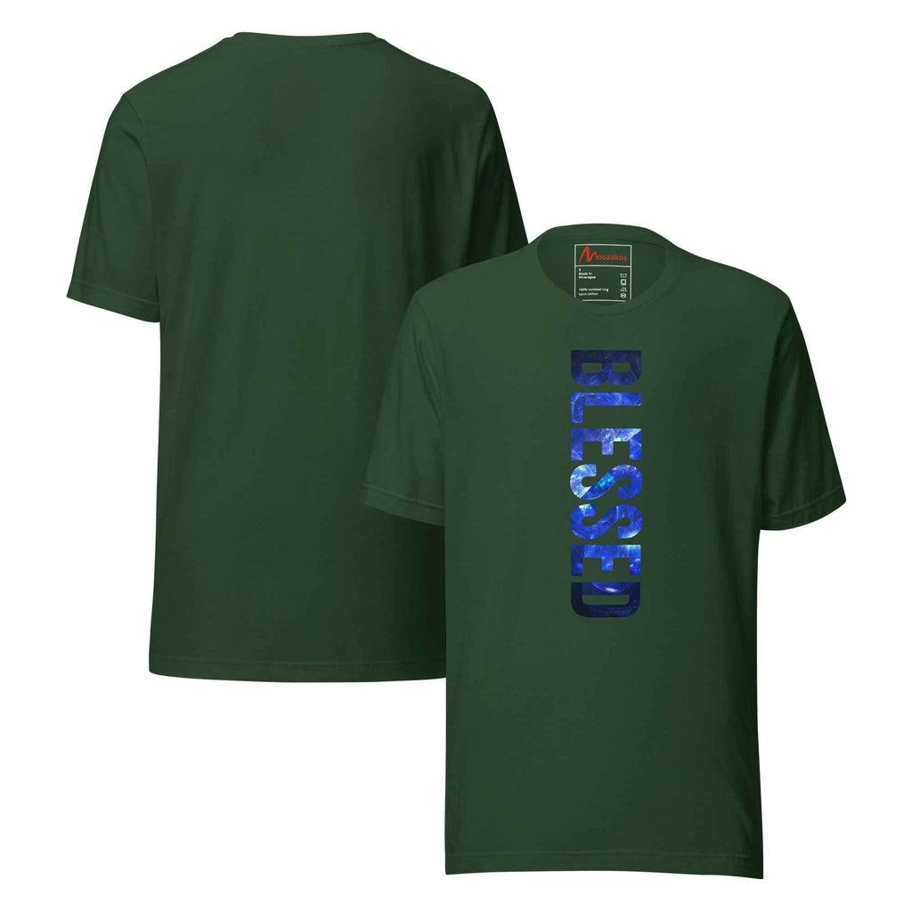 Blessed Vertical Streetwear Blue Abstract Typographic | Unisex T-Shirt