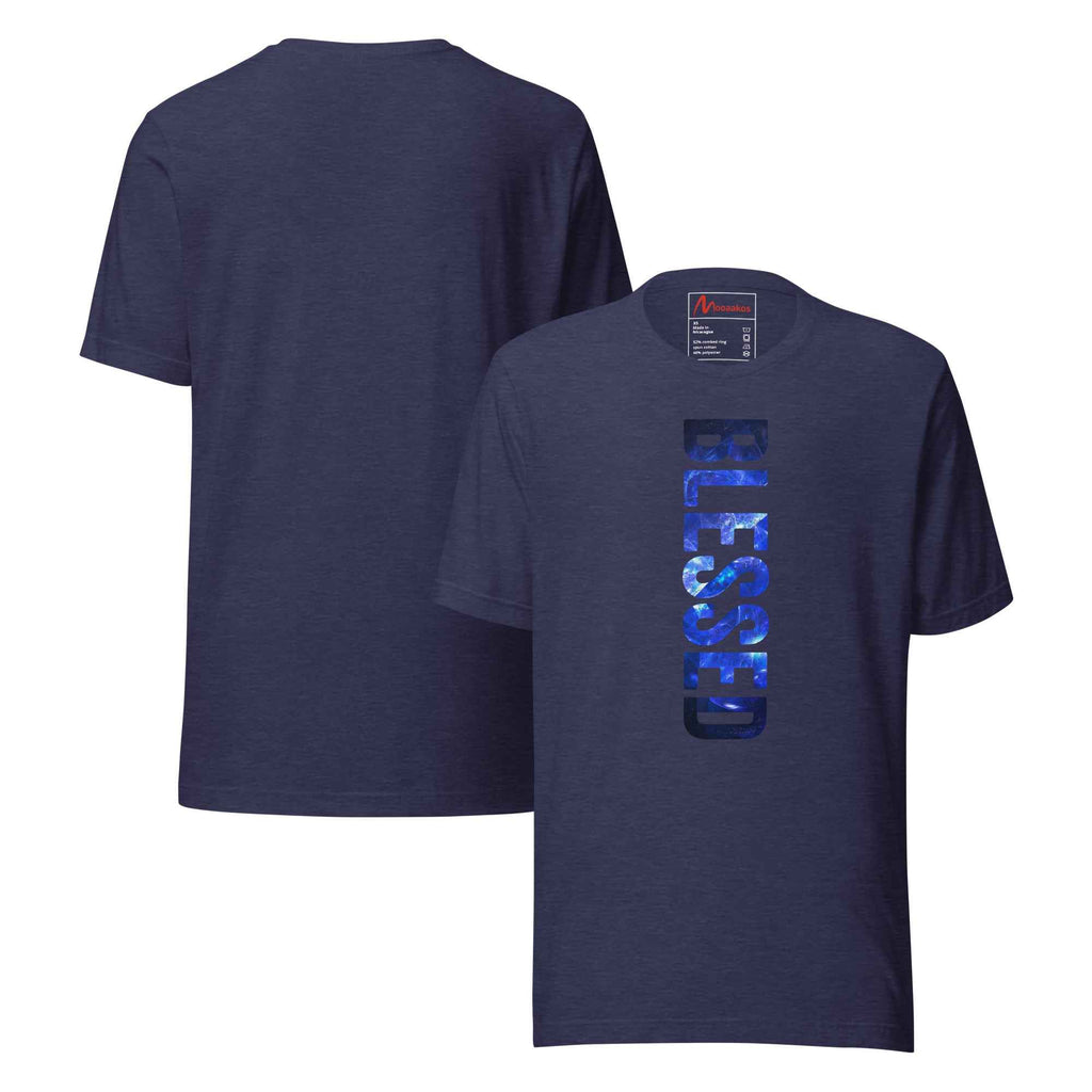 Blessed Vertical Streetwear Blue Abstract Typographic | Unisex T-Shirt