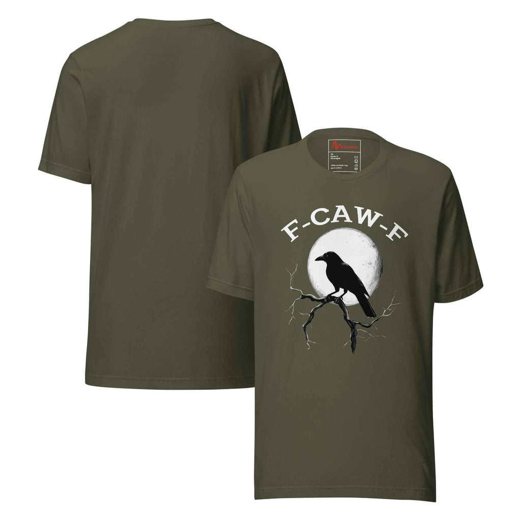 Caw F Funny Crow Moon Gothic Black Bird Humor | Unisex T-Shirt