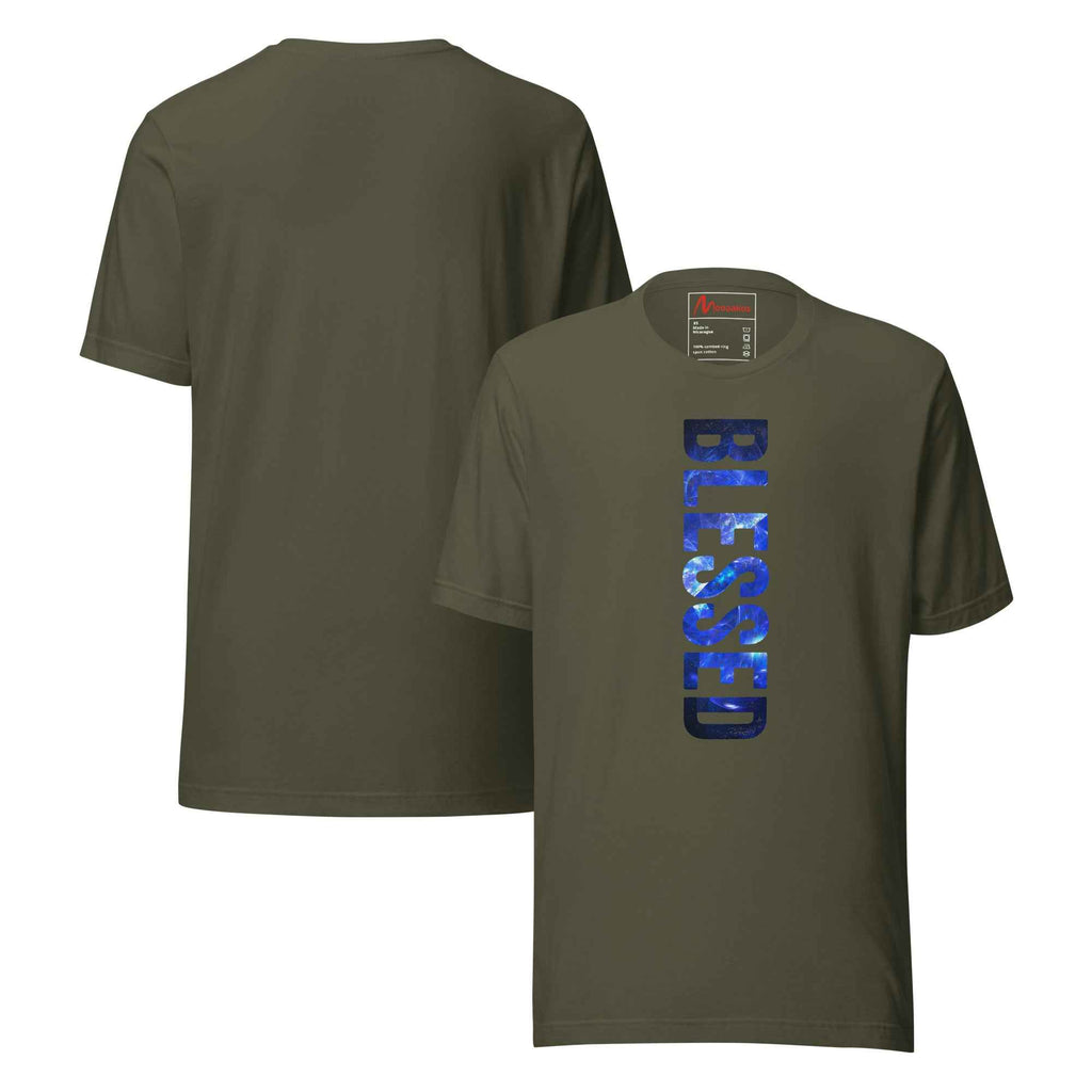 Blessed Vertical Streetwear Blue Abstract Typographic | Unisex T-Shirt
