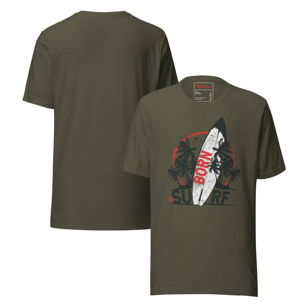 Born To Surf Surfboard Vintage Beach Palm Tree | Unisex T-Shirt