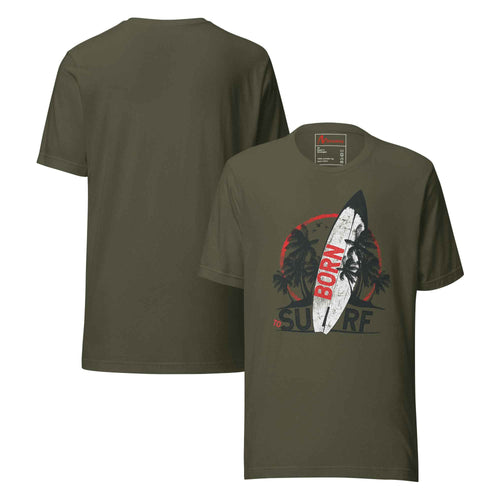 Born To Surf Surfboard Vintage Beach Palm Tree | Unisex T-Shirt