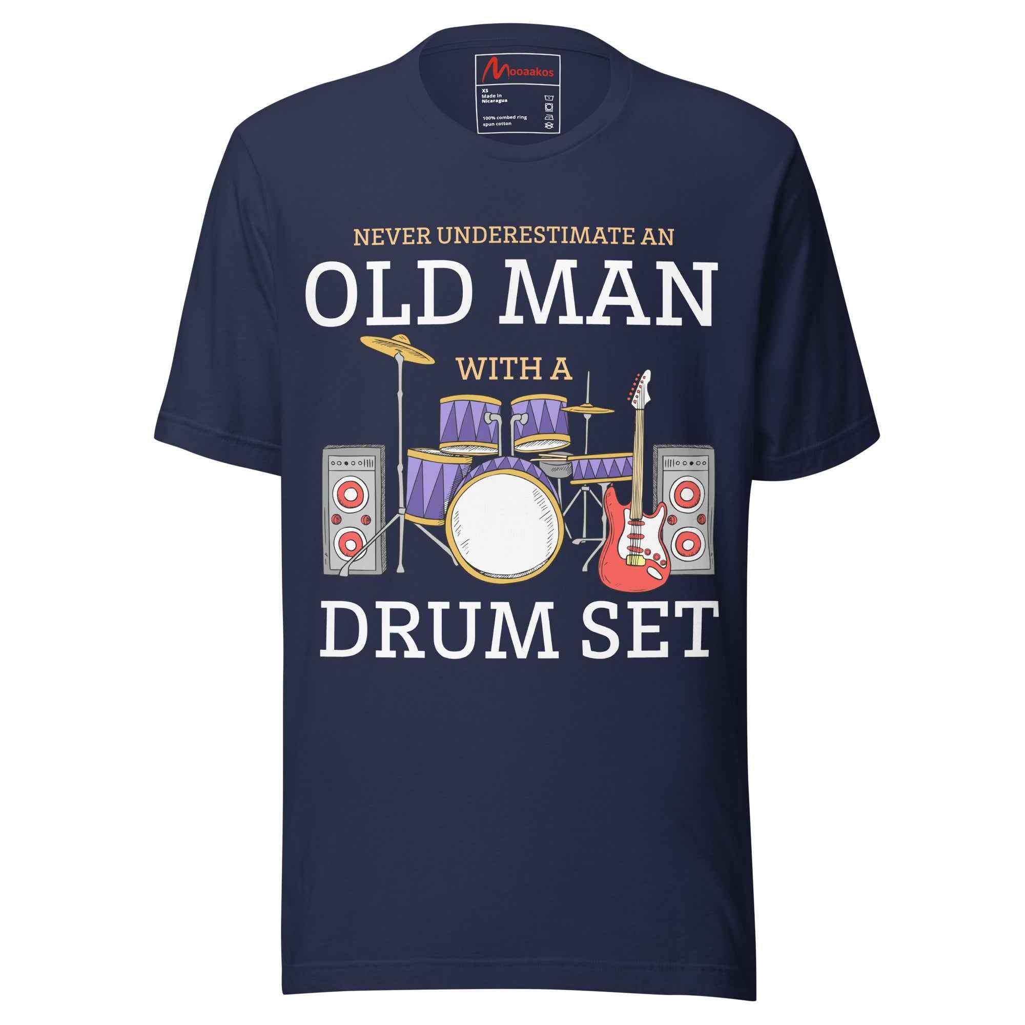 Vintage Funny Music Quote Never Underestimate An Old Man With A Drum Set Unisex t-shirt