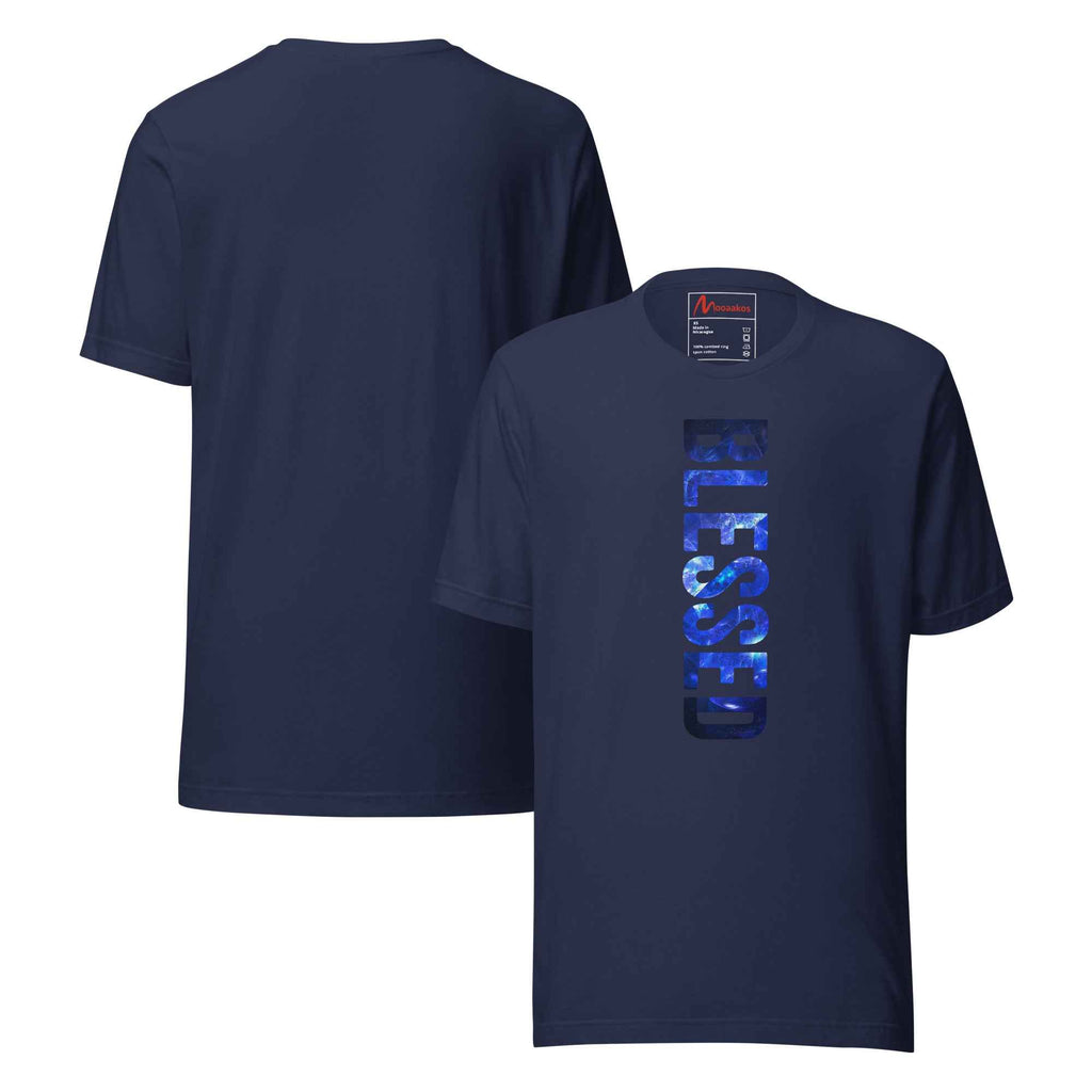 Blessed Vertical Streetwear Blue Abstract Typographic | Unisex T-Shirt